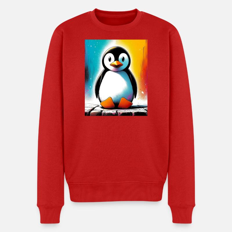 Pinguin - Männer Premium Bio Pullover - Rot
