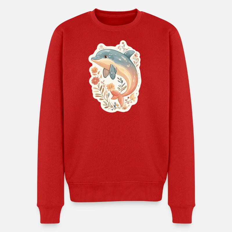 Delfin - Männer Premium Bio Pullover - Rot