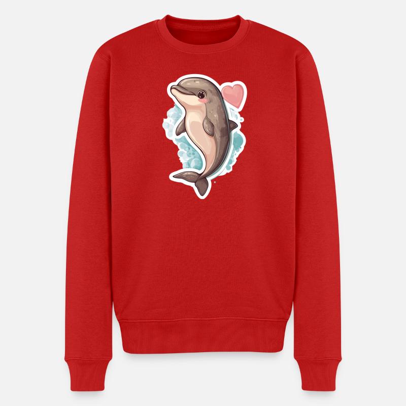 Delfin - Männer Premium Bio Pullover - Rot