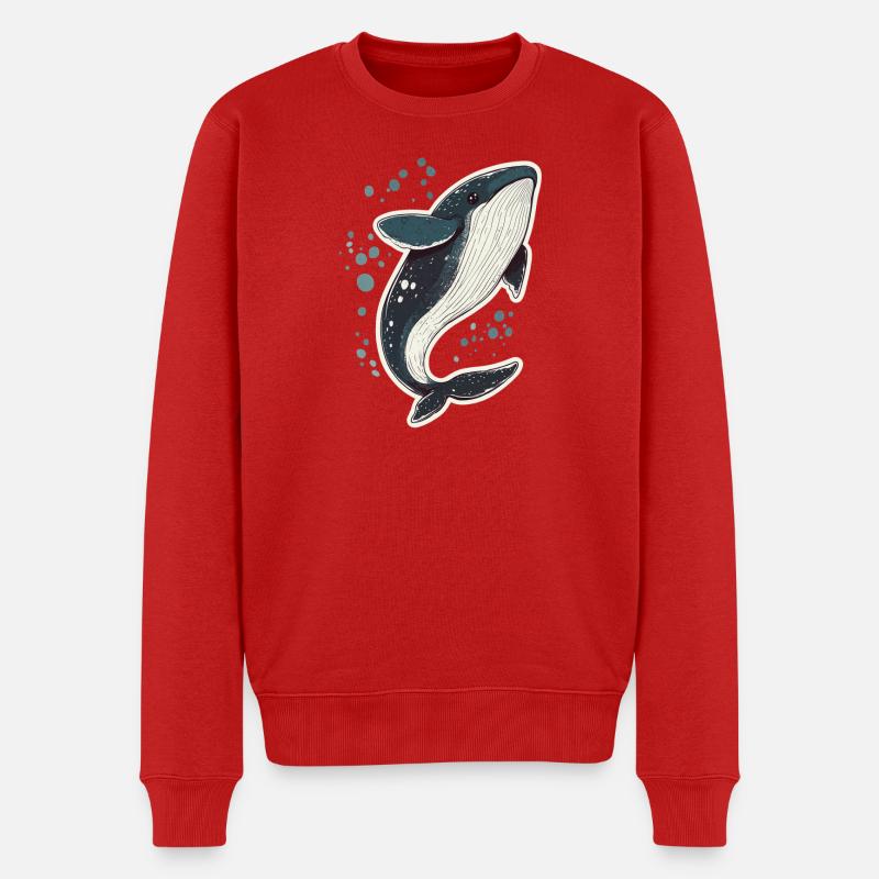 Wal - Männer Premium Bio Pullover - Rot