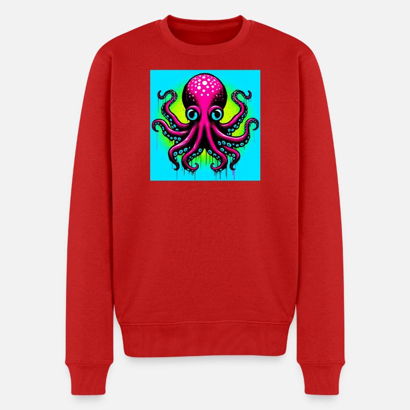 Krake - Männer Premium Bio Pullover - Rot