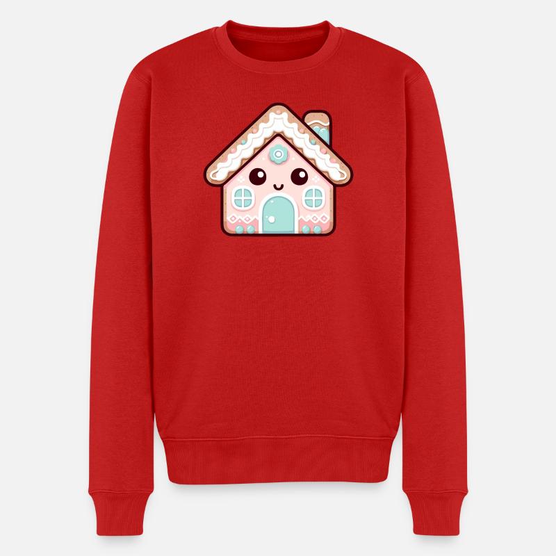 Kawaii Lebkuchenhaus Design - Männer Premium Bio Pullover - Rot