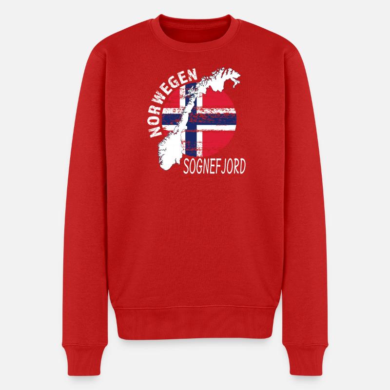 Sognefjord - Männer Premium Bio Pullover - Rot