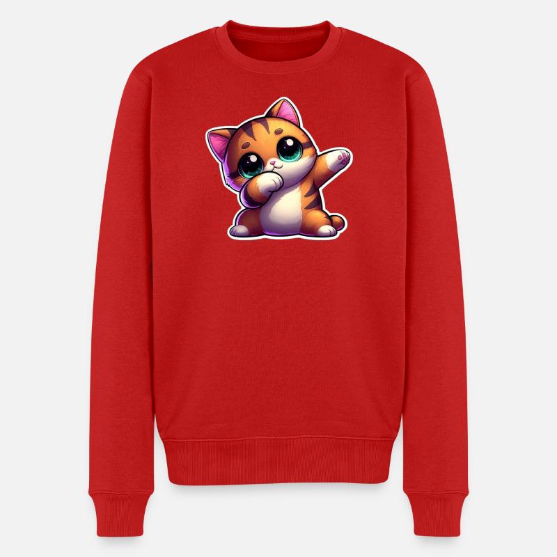 Süßes Kätzchen mit großen, ausdrucksstarken Augen - Männer Premium Bio Pullover - Rot