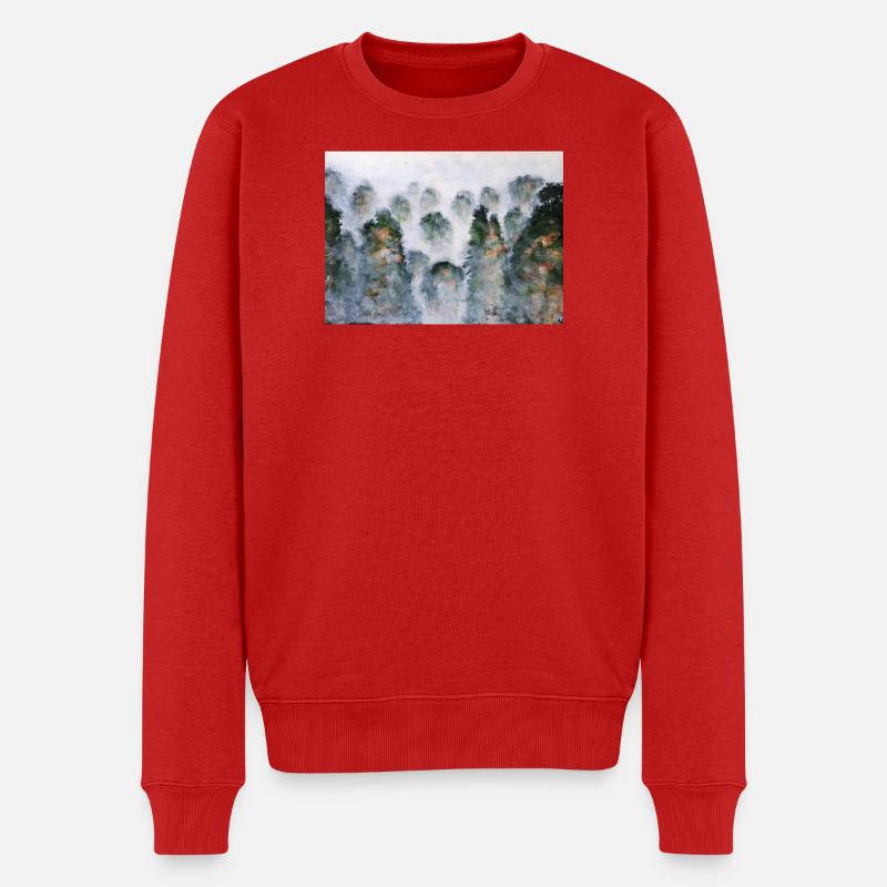 Mystischer Wald Thailnad Gebirge Aquarelle - Männer Premium Bio Pullover - Rot