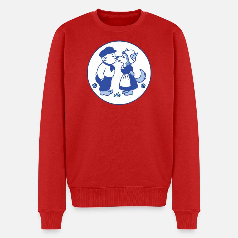 Delfter blauer Bauer Küsten Wolf - Männer Premium Bio Pullover - Rot