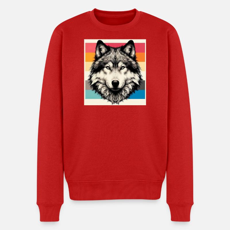 Wolf - Männer Premium Bio Pullover - Rot