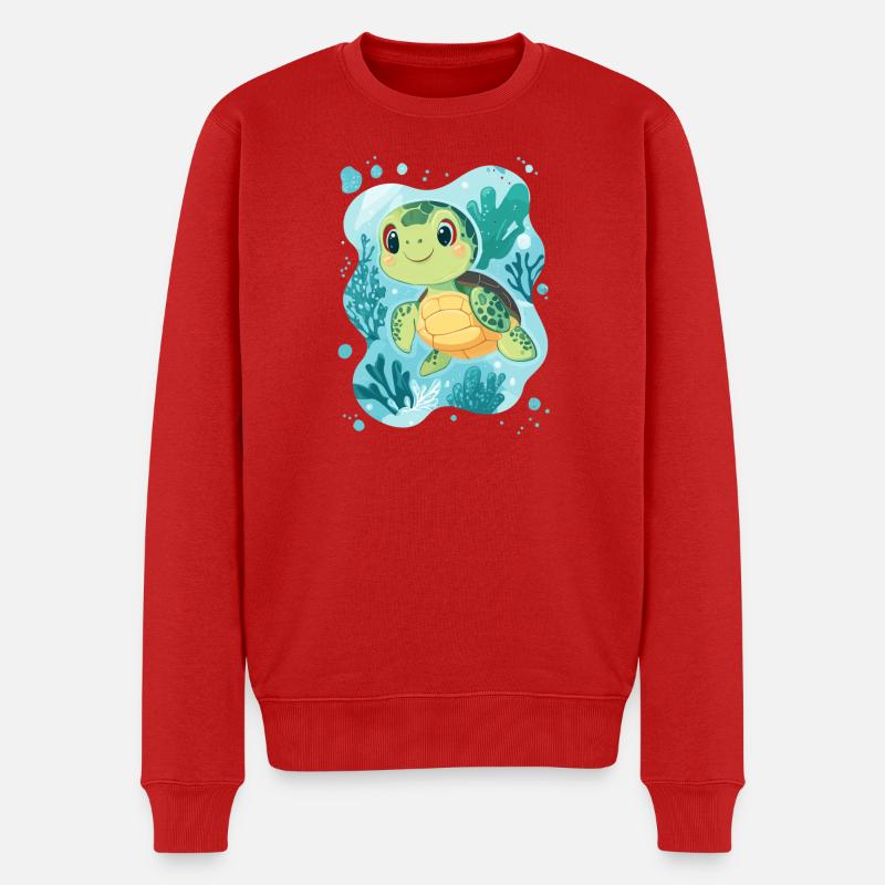 Schildkröte - Männer Premium Bio Pullover - Rot