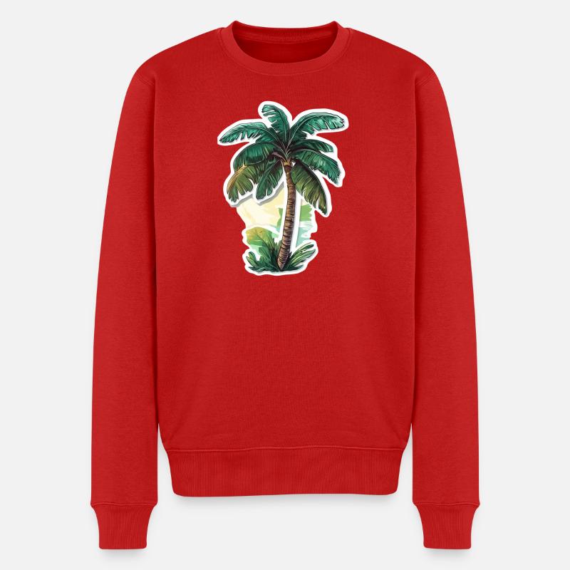 Palme - Männer Premium Bio Pullover - Rot