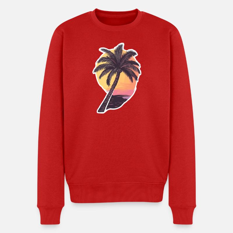 Palme - Männer Premium Bio Pullover - Rot