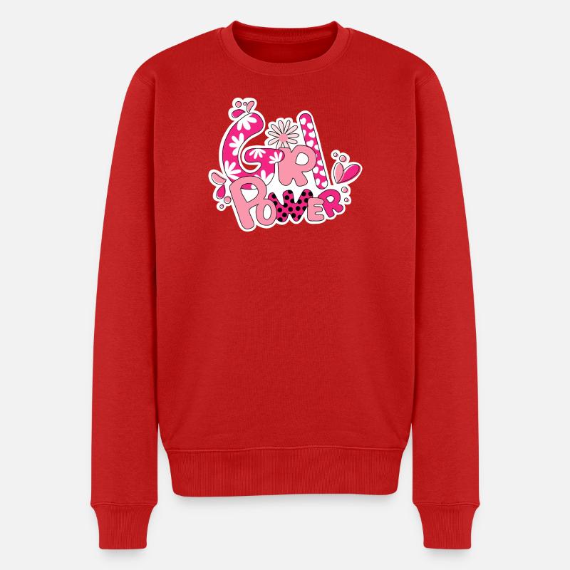 Mädchen-Flower-Power - Männer Premium Bio Pullover - Rot