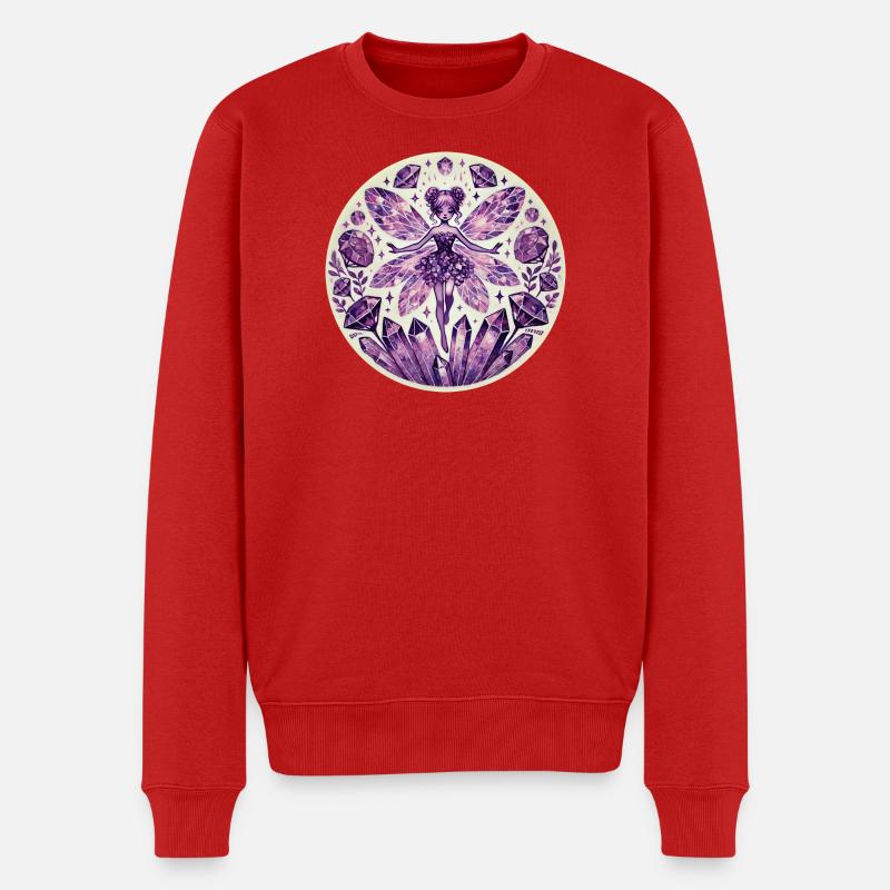 Mystisches Kristallfeen-Design - Männer Premium Bio Pullover - Rot