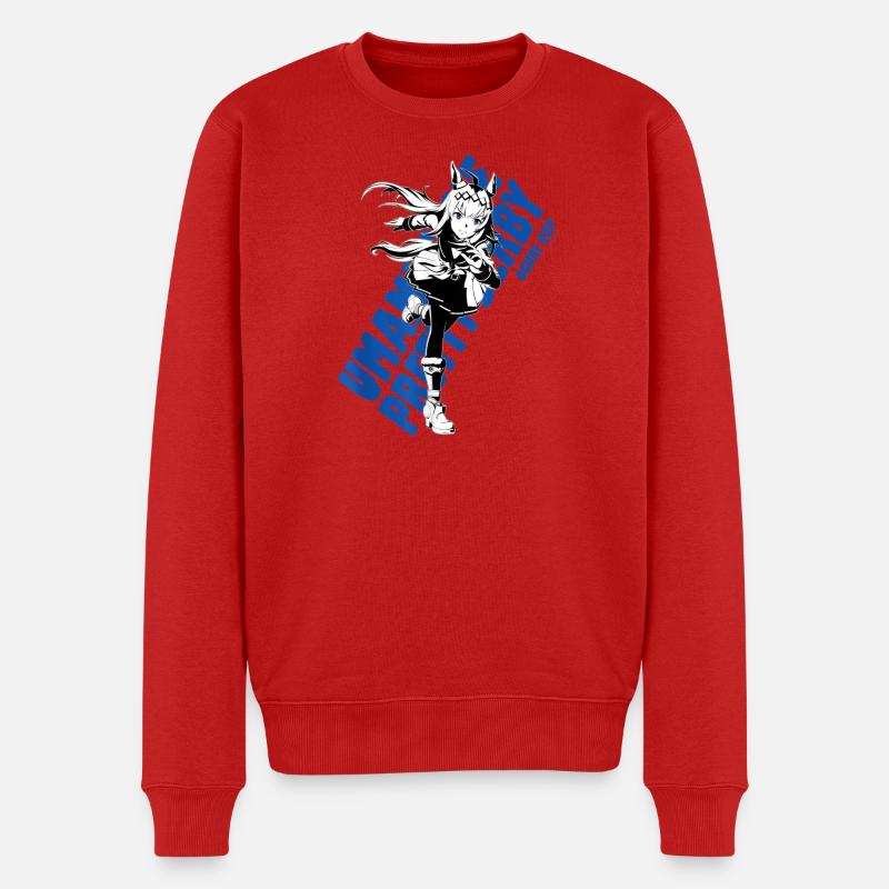 Manga-Heldin mit dynamischem Stil - Männer Premium Bio Pullover - Rot