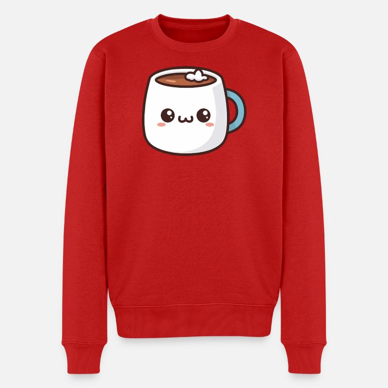 Kawaii-Heiße-Schokoladen-Tasse - Männer Premium Bio Pullover - Rot