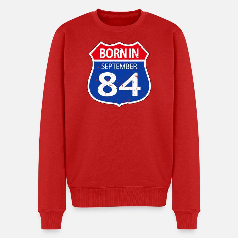 Born_in_September_84 - Männer Premium Bio Pullover - Rot