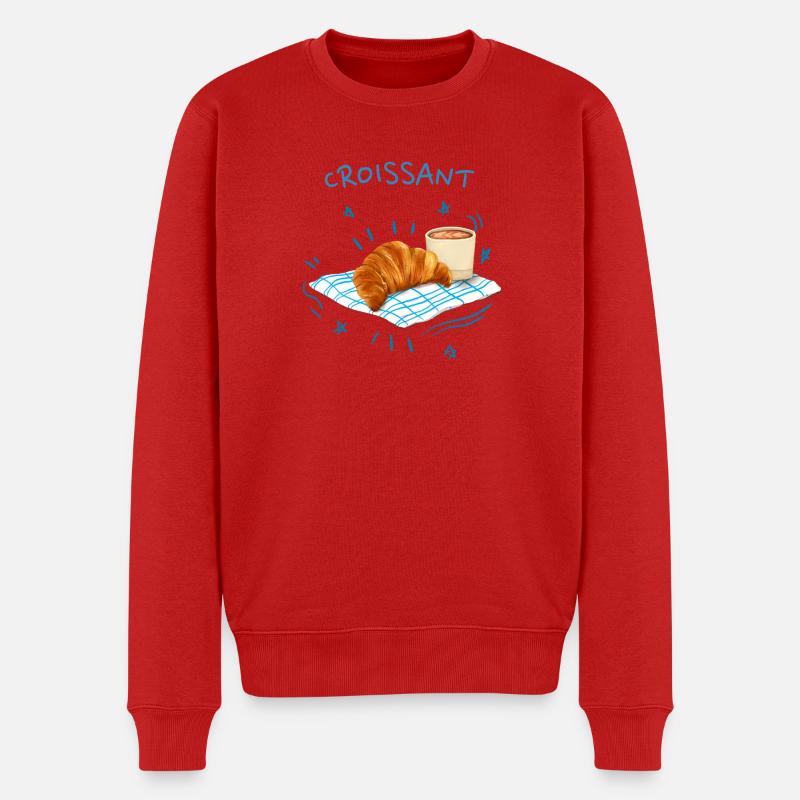 Croissant, Blau, Retro-Design - Männer Premium Bio Pullover - Rot