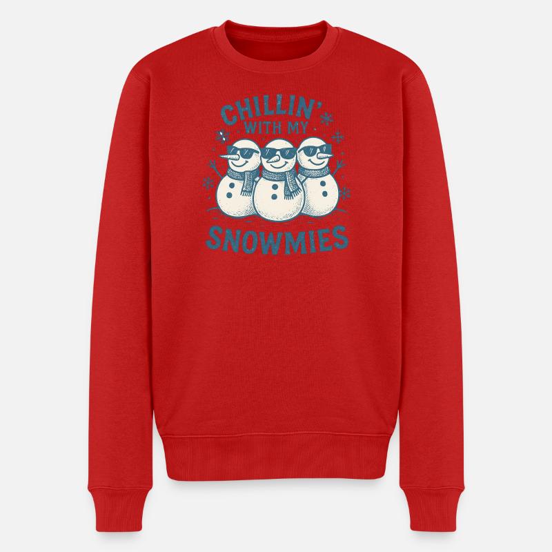 Chillen mit meinem Schneemann-Design - Männer Premium Bio Pullover - Rot