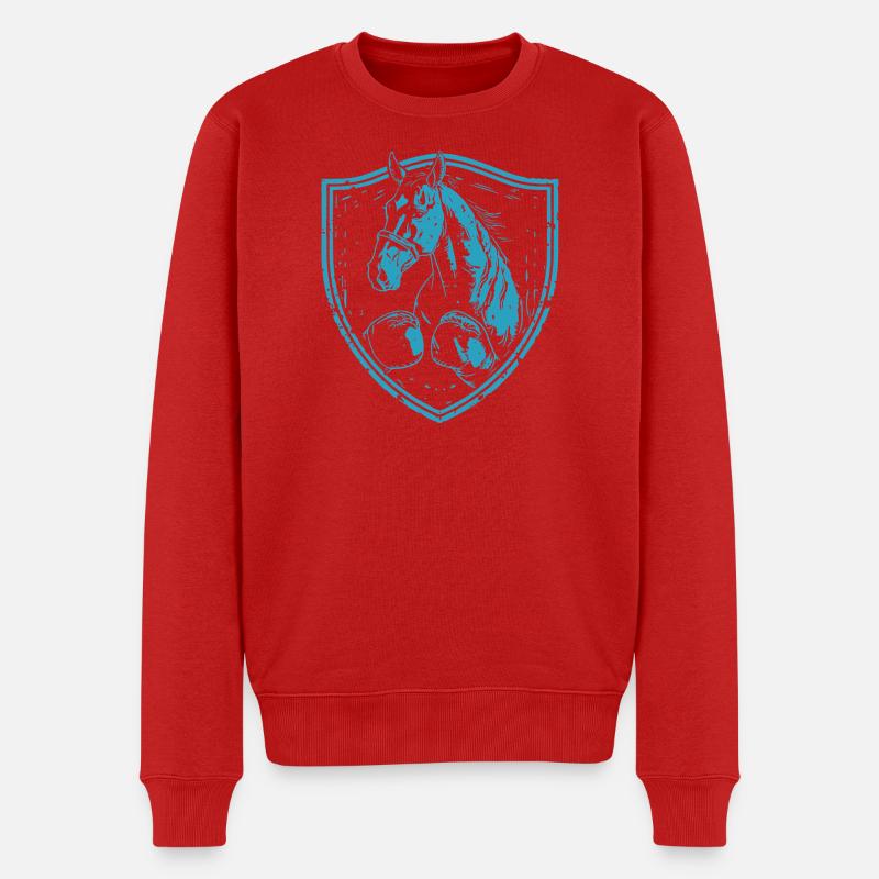 Pferd Boxer - Männer Premium Bio Pullover - Rot