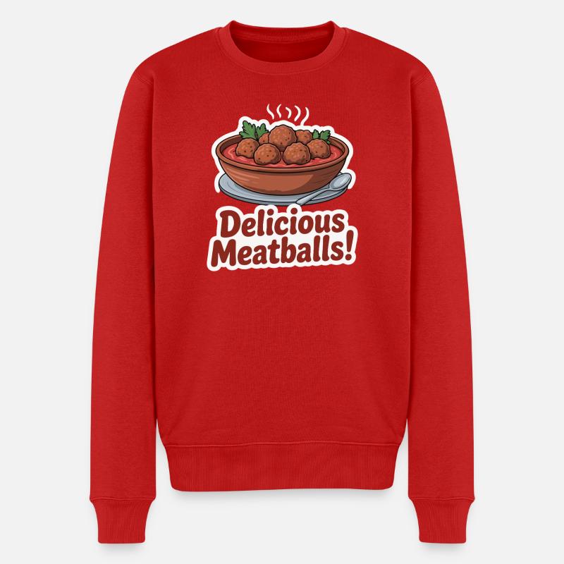 Köstliche Fleischbällchen-Illustration - Männer Premium Bio Pullover - Rot