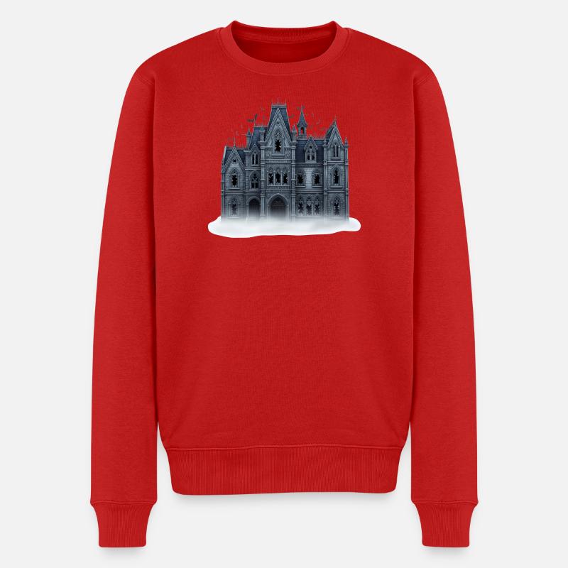 Gothisches Spukhaus Illustration - Männer Premium Bio Pullover - Rot