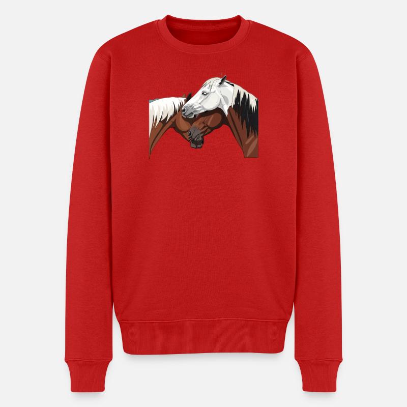 Pferde Verbindung - beste Freunde - Männer Premium Bio Pullover - Rot