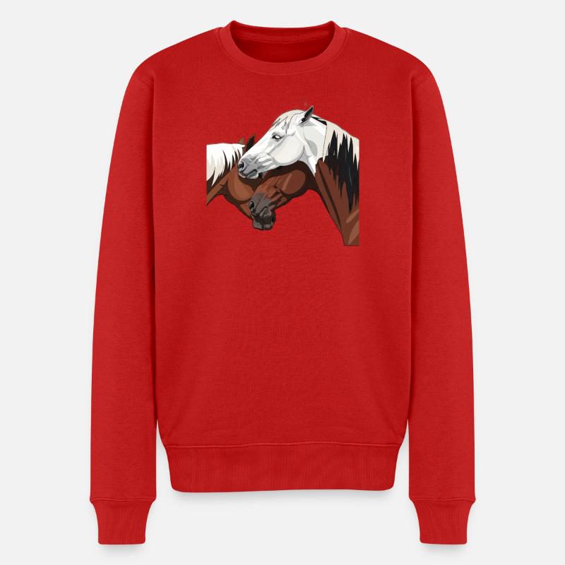 Elegante Pferdeimpression - Männer Premium Bio Pullover - Rot