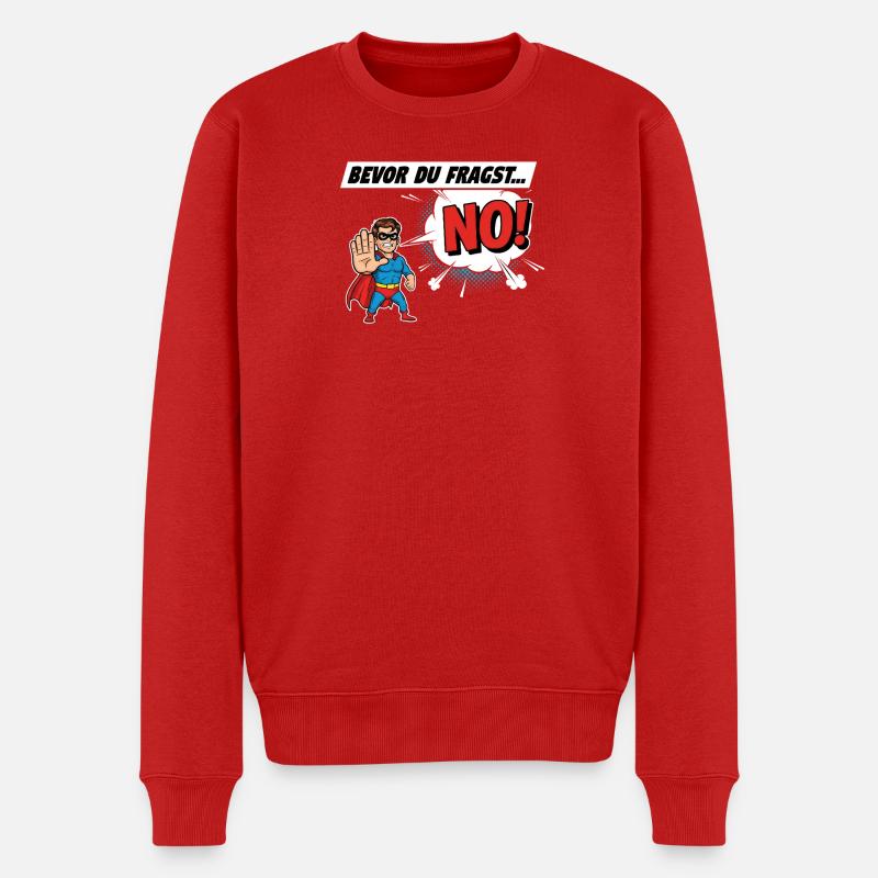 Superheldischer Warnhinweis Comic Design - Männer Premium Bio Pullover - Rot