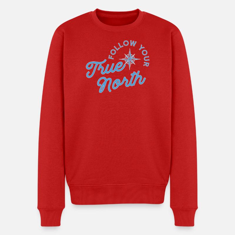 Motif de boussole avec message d'aventure - Pull Premium bio Homme - rouge