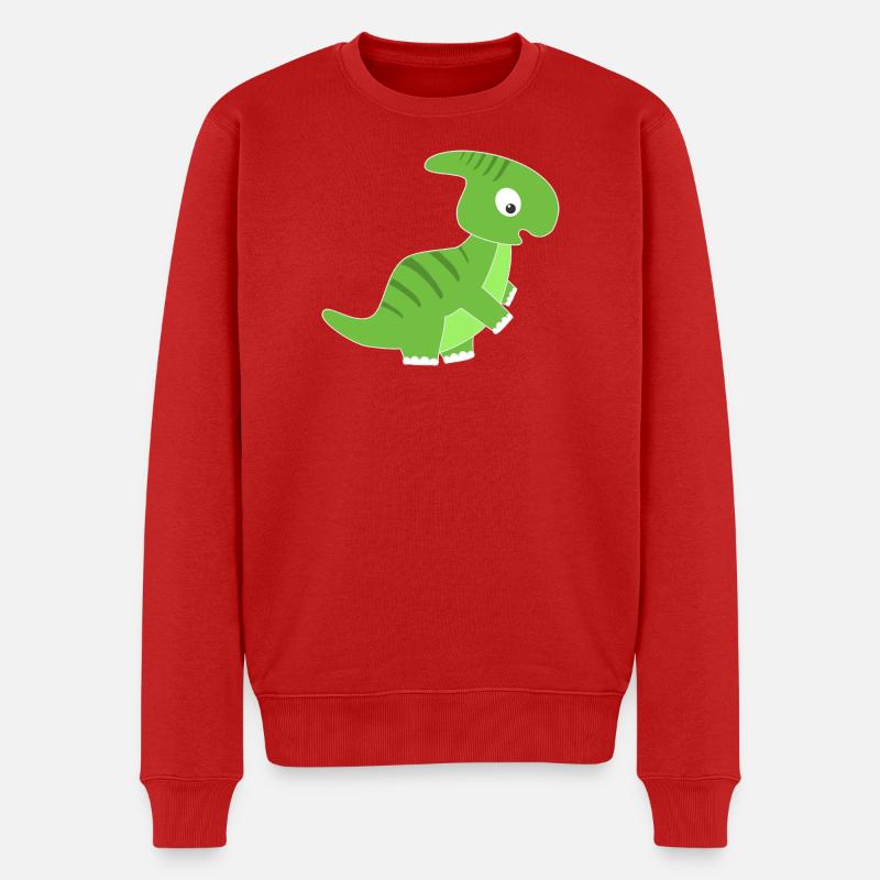Grüner Dinosaurier Kinderdesign - Männer Premium Bio Pullover - Rot