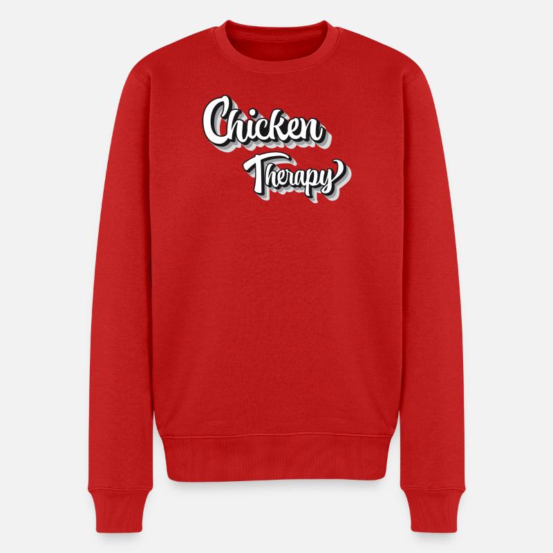 Huhn Therapie Motivational Design - Männer Premium Bio Pullover - Rot