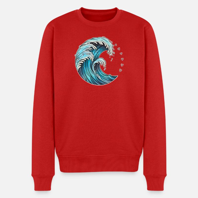 Illustration d’art de vague dynamique - Pull Premium bio Homme - rouge