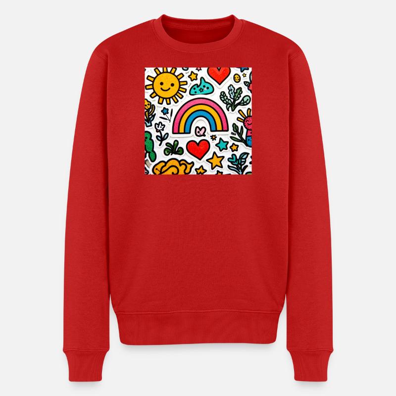 Joyeux doodle arc-en-ciel - Pull Premium bio Homme - rouge