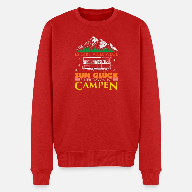 Camper Camping Wohnwagen Spruch - Männer Premium Bio Pullover - Rot
