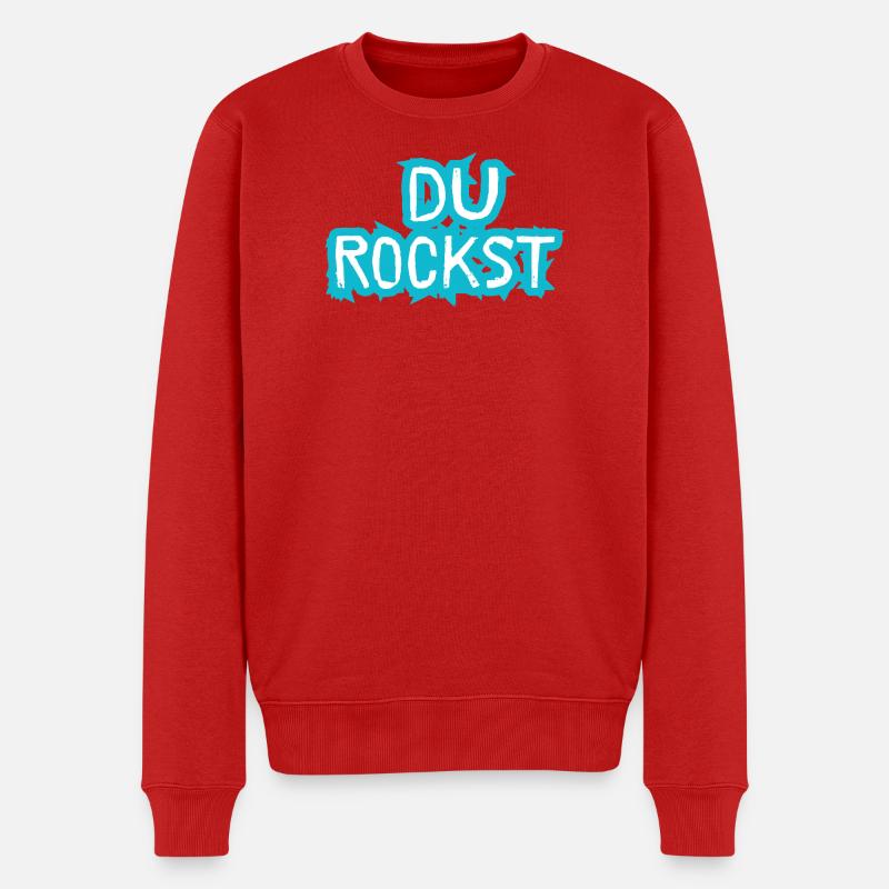 Du Rockst Design Geschenkidee - Männer Premium Bio Pullover - Rot