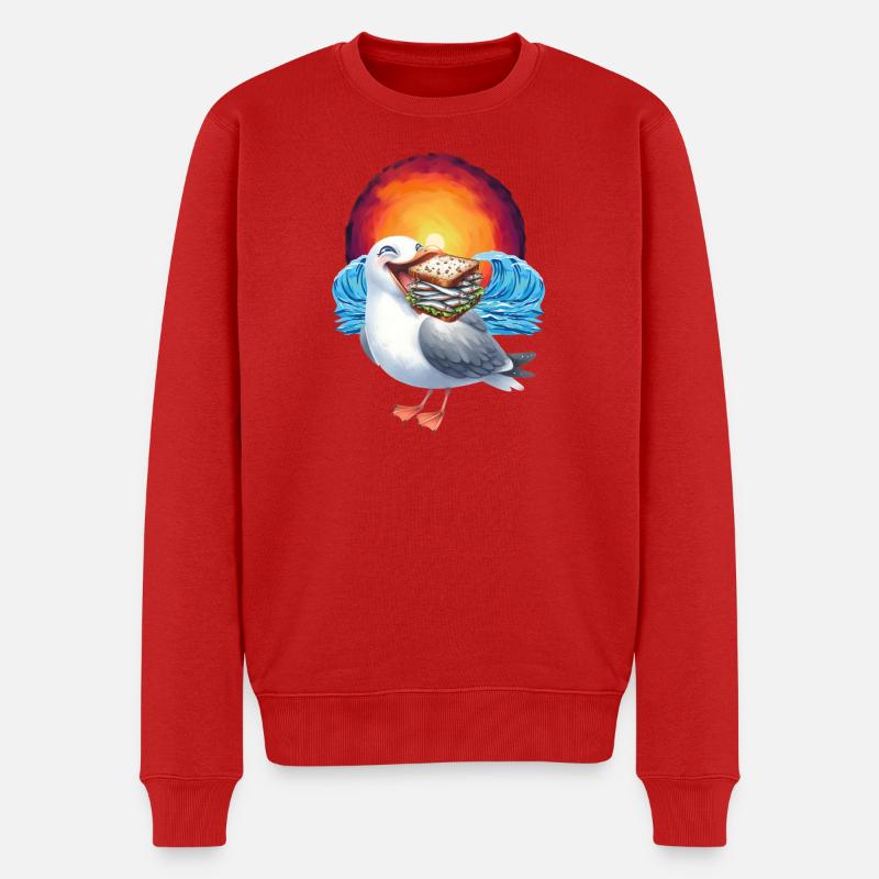 maritim Möwe Möwen Sandwich - Männer Premium Bio Pullover - Rot