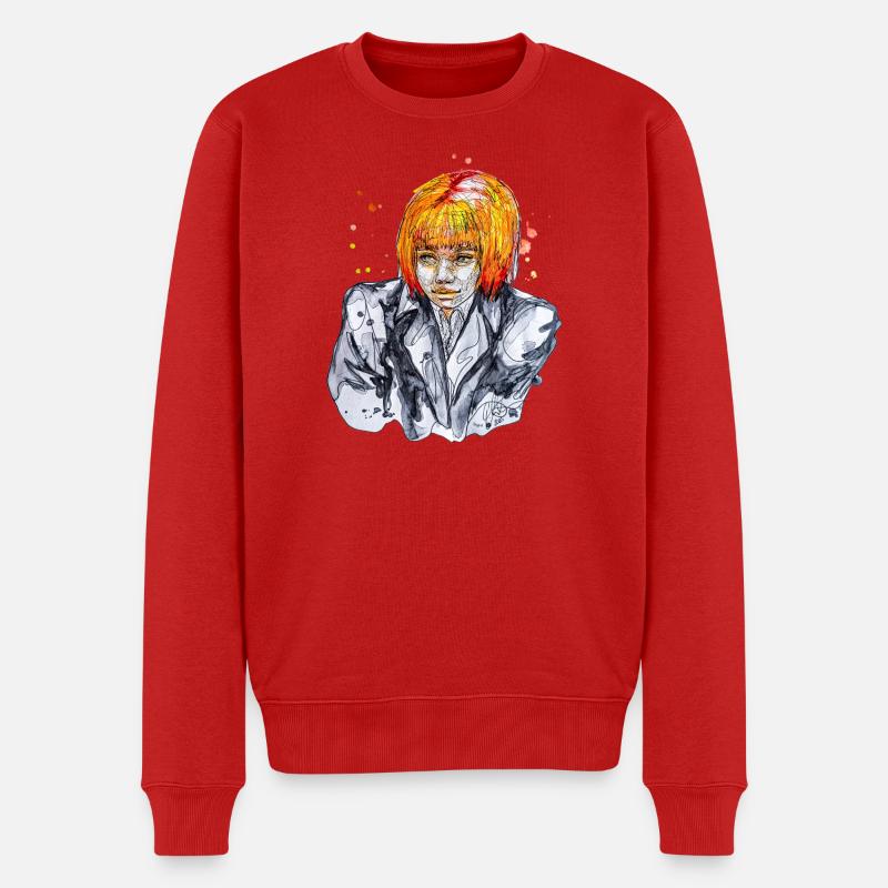 Illustration timide aquarelle carographique - Pull Premium bio Homme - rouge