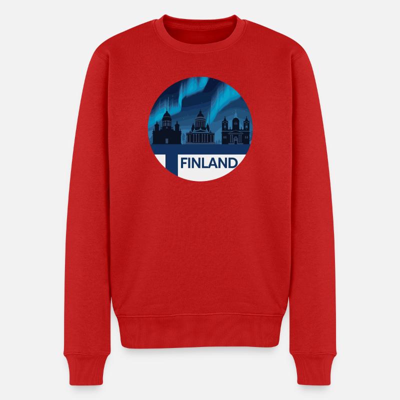 Finlande Aurora Skyline - Pull Premium bio Homme - rouge
