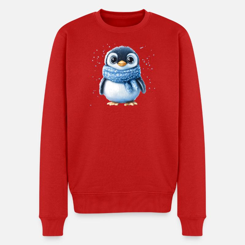 Mignon pingouin d’hiver en bleu - Pull Premium bio Homme - rouge