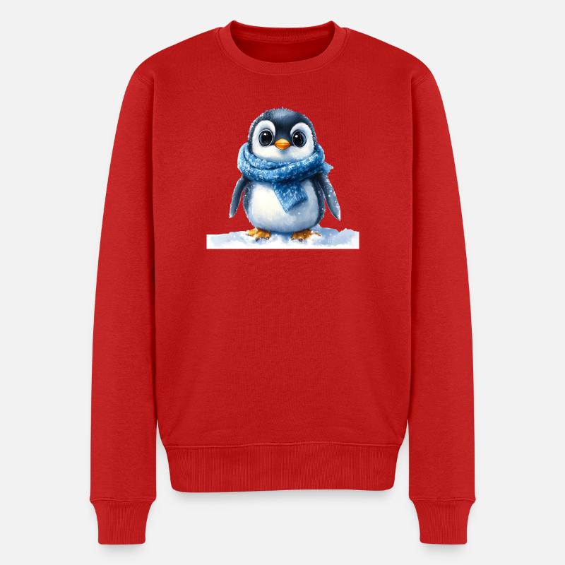 Pingouin mignon avec accessoire d’hiver - Pull Premium bio Homme - rouge