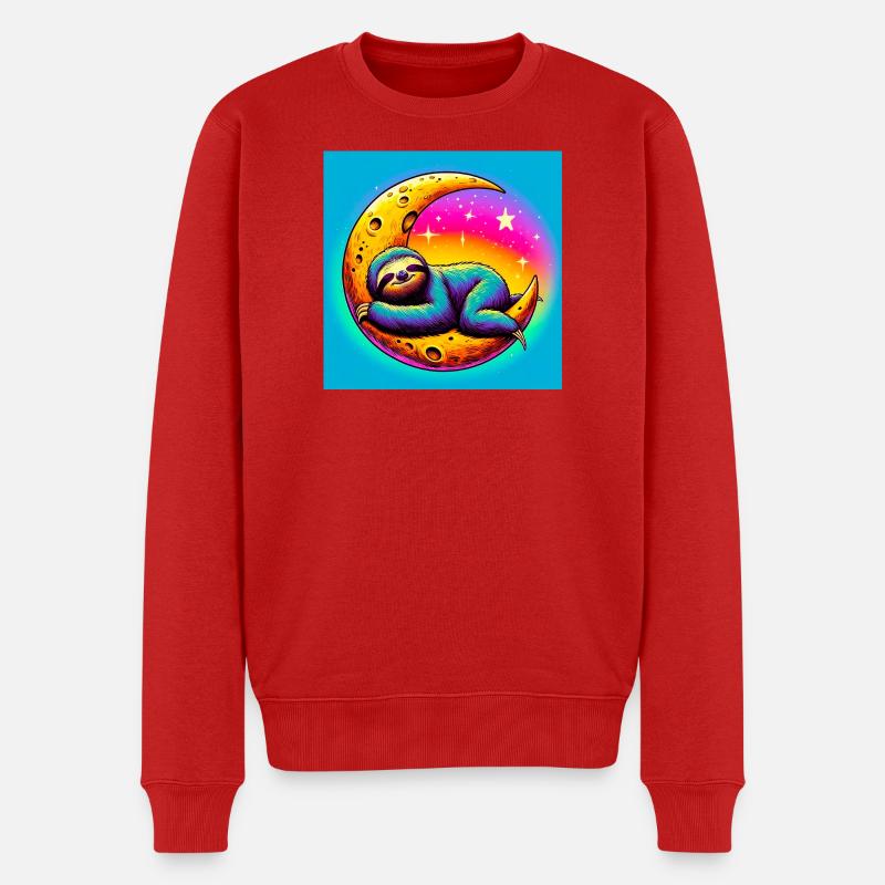 Faultier schläft auf dem Mond - Männer Premium Bio Pullover - Rot