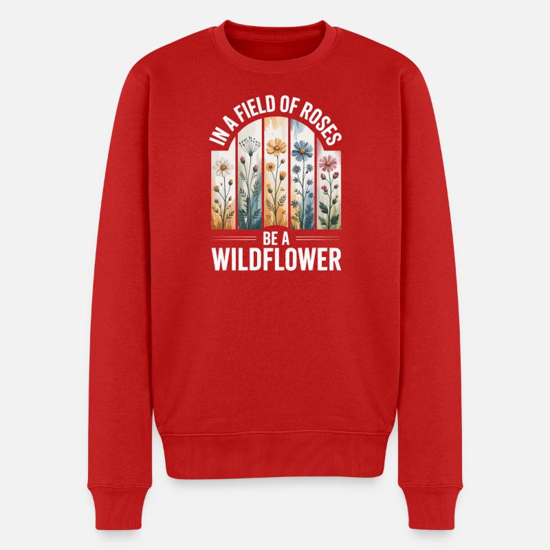 Wildblumen im Feld - Männer Premium Bio Pullover - Rot