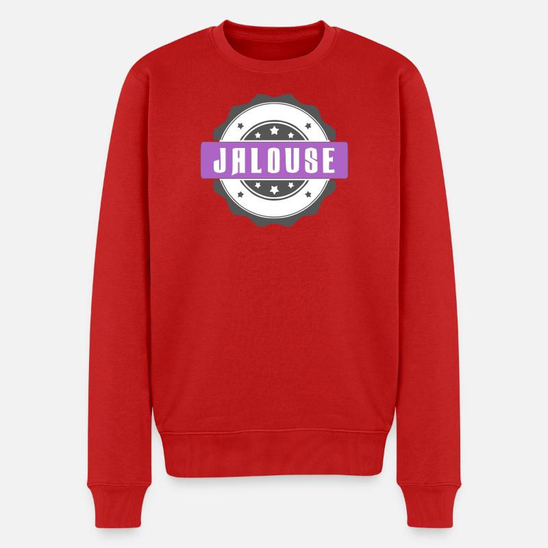 Grafikdesign mit eifersüchtigem Schriftzug - Männer Premium Bio Pullover - Rot