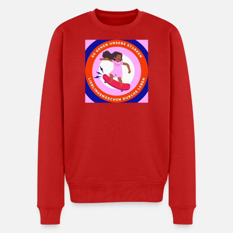 Starke Lieblingsmädchen – Bunte Skateboard-Illustr - Männer Premium Bio Pullover - Rot