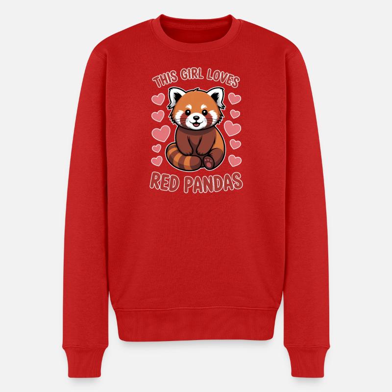 Niedlicher Roter Panda mit Herzmotiven - Männer Premium Bio Pullover - Rot