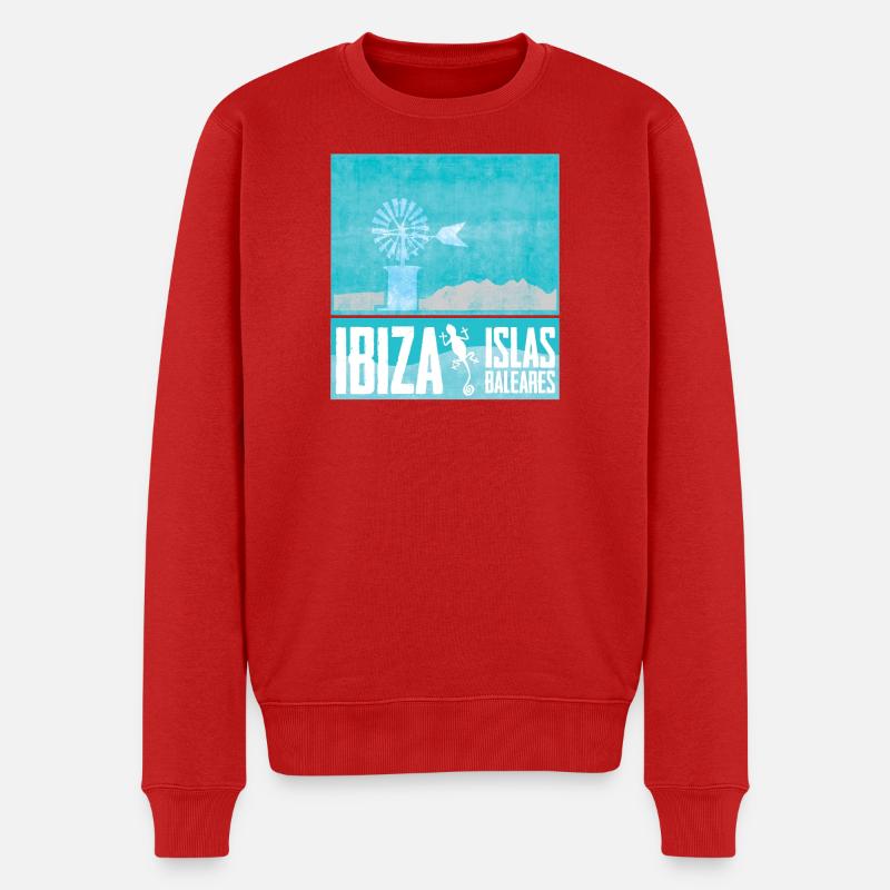 Ibiza Windmühlen Design - Männer Premium Bio Pullover - Rot