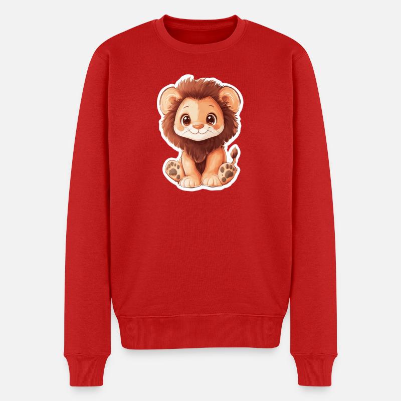 Löwe - Männer Premium Bio Pullover - Rot