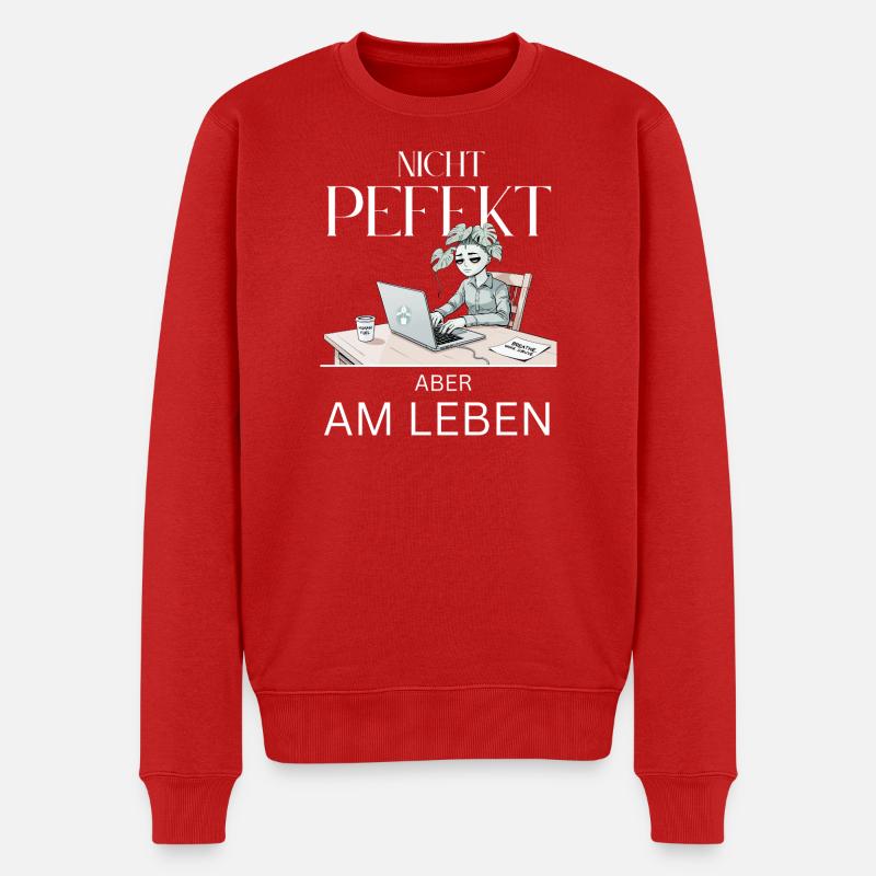 Nicht Perfekt Doch Lebendig - Männer Premium Bio Pullover - Rot