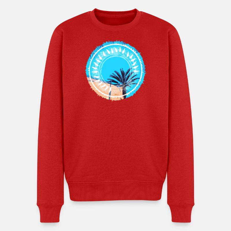 Tropische Strandlandschaft - Männer Premium Bio Pullover - Rot