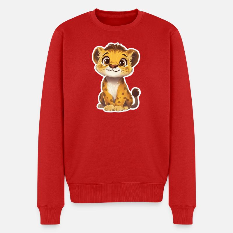 Löwe - Männer Premium Bio Pullover - Rot