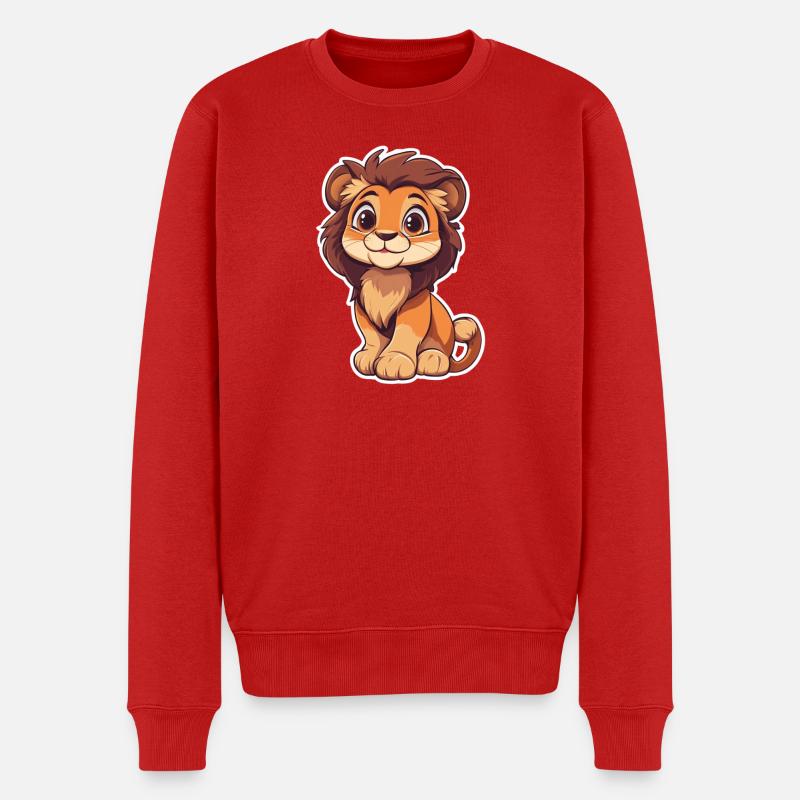Löwe - Männer Premium Bio Pullover - Rot